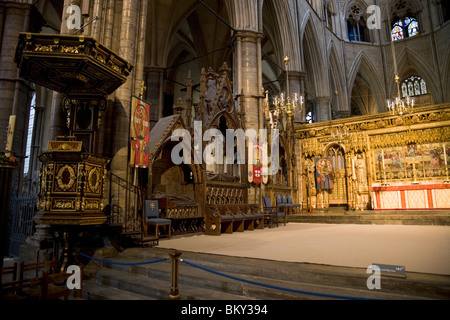 Kanzel Pulpito y Hochaltar Bürgermeister; La Westminster Abbey Iglesia: England GB Großbritannien UK: En el Reino Unido. Stockfoto