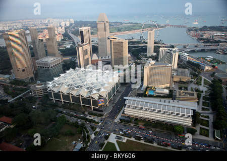 Luftaufnahme von Singapur aus das Swissotel Stamford Hotel in Singapur. Stockfoto