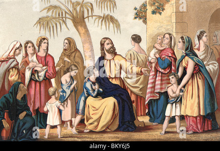 Christus segnet kleine Kinder Stockfoto