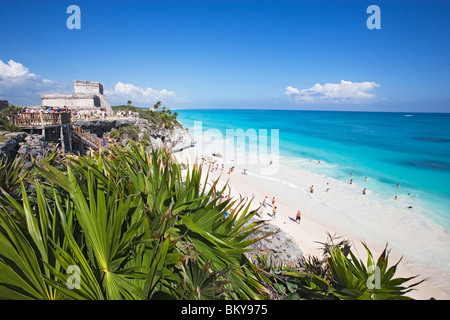 Maya-Tempel-Ruinen in Tulum, Zustand von Quintana Roo, Halbinsel Yucatan, Mexiko Stockfoto