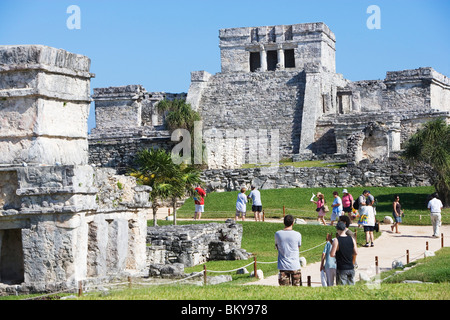 Maya-Tempel-Ruinen in Tulum, Zustand von Quintana Roo, Halbinsel Yucatan, Mexiko Stockfoto