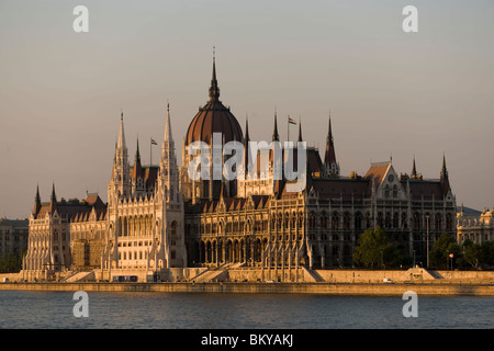 Parlament und Donau, Blick über die Donau, das Parlament, Pest, Budapest, Ungarn Stockfoto