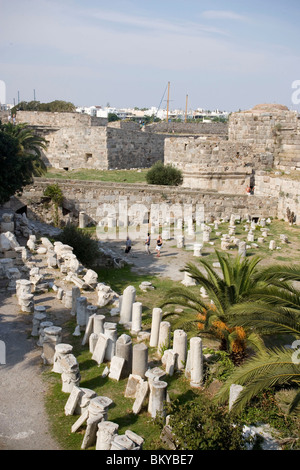 Innenansicht der Neratzia Burg, eine ehemalige Festung der Ritter des Hl. Johannes zu Jerusalem, am Mandraki Hafen, Kos-Stadt, Kos, Stockfoto