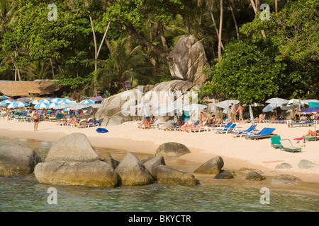 Meerblick, Laem Singh Beach, zwischen Hut Surin und Hut Kamala, Phuket, Thailand nach dem tsunami Stockfoto