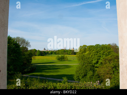 Blick auf den englischen Garten (München) vom Monopteros gesehen. Deutschland. Stockfoto