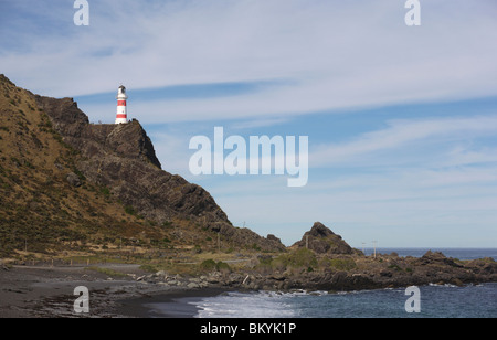 Cape Palliser Leuchtturm auf der Wairarapa Küste von Neuseelands Nordinsel Stockfoto