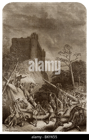 Sklaven oder Männer der Erde, die an der Unterseite der feudalen Hierarchie, für den Herrn Arbeiten waren. Stockfoto