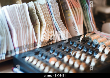 Banknoten, Münzen, Bargeld Stockfoto