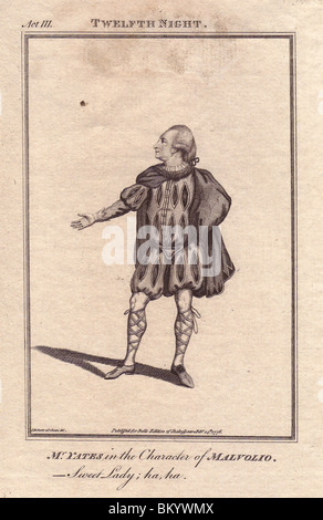 Richard Yates als Malvolio in "Twelfth Night." Stockfoto