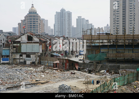 Abbruch in der Altstadt, Lao Xi Men, Sanierungsgebiet, abgerissenen Häusern wohnen, slum, Ruinen, encroachin Leben Stockfoto