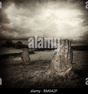 Neun Steinen zu schließen, auf Hart Hügel, Derbyshire, UK Stockfoto