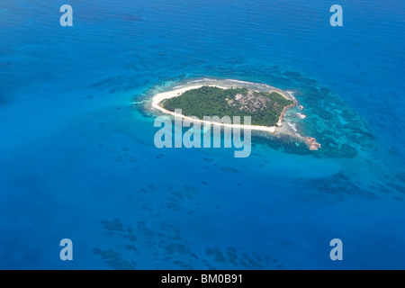 Luftaufnahme von Cousin Island Special Reserve, Cousin Island, Seychellen Stockfoto