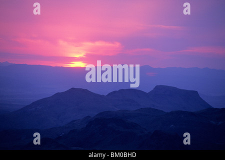 Sierra de Santa Elena Berge bei Sonnenuntergang, Blick vom Sotol Vista übersehen, Big Bend National Park, Texas, USA Stockfoto