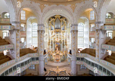 Innenansicht der Dresdner Frauenkirche, Frauenkirche, Dresden, Sachsen, Deutschland, Europa Stockfoto