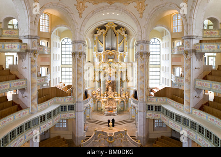 Innenansicht der Dresdner Frauenkirche, Frauenkirche, Dresden, Sachsen, Deutschland, Europa Stockfoto