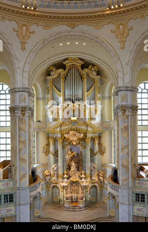 Innenansicht der Dresdner Frauenkirche, Frauenkirche, Dresden, Sachsen, Deutschland, Europa Stockfoto