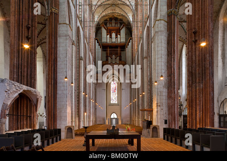 Hauptschiff in St. Marien Kirche, Marienkirche, hanseatische Stadt Lübeck, Schleswig-Holstein, Deutschland, Europa, UNESCO Welt attra Stockfoto