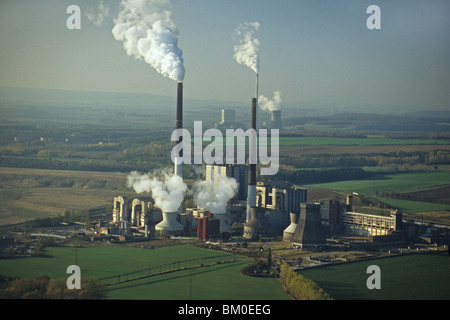 Luftaufnahme von Kohle abgefeuert Kraftwerk und öffnen Sie mir am Offleben in Niedersachsen, Norddeutschland Stockfoto