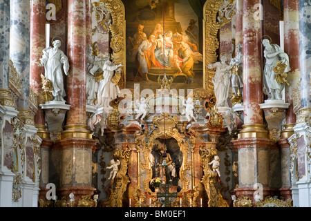 Innenansicht der Kirche Wies Wieskirche in Steingaden, Pfaffenwinkel, bauen von 1745 – 1754 von den Brüdern Johann Baptist und Domin Stockfoto