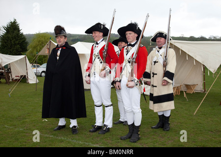 Soldaten in georgischen Militär Kostüm aus Hisotrila Promotions bei Mayday am Woodmancote Cheltenham UK 2010 Stockfoto