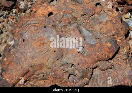 Eisen-rostigen Stahl Mineral Stein Makro-Detail in der Farbe orange Stockfoto