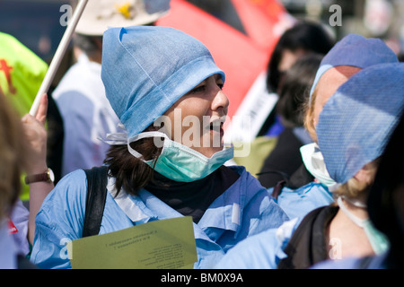 Französische Arbeiter streiken in Paris, am 23. März 2010 demonstrierten. Stockfoto