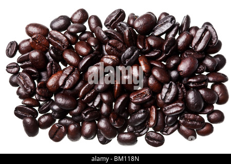 Kaffeebohnen isoliert auf weißem Hintergrund Stockfoto