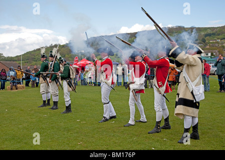 Soldaten in georgischen Militär Kostüm aus historischen Promotions bei Mayday am Woodmancote Cheltenham UK 2010 Stockfoto