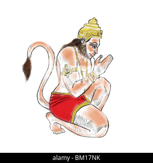 Hindu Gott Hanuman zu beten Stockfoto