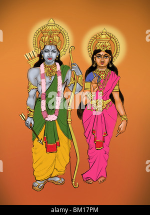 Hindu-Gott-Gott Rama mit Göttin Sita Stockfoto