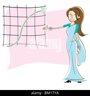 Geschäftsfrau zeigt Diagramm des Wachstums Stockfoto