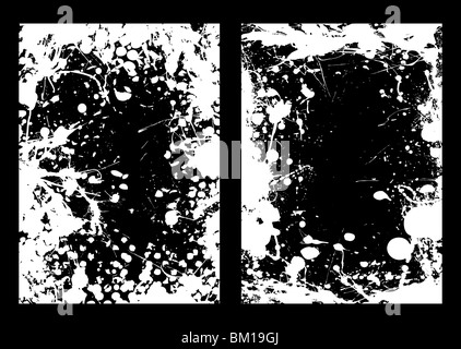 Abstrakten negativen Tinte Splat Rahmenhintergrund in schwarz / weiß Stockfoto