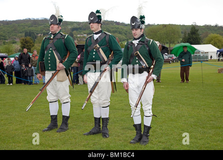 Soldaten in georgischen Militär Kostüm aus Hisotrila Promotions bei Mayday am Woodmancote Cheltenham UK 2010 Stockfoto