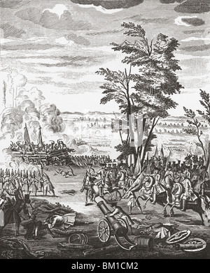 Die Schlacht von Malplaquet, Frankreich, 11. September 1709. Eines der wichtigsten Schlachten des Krieges im spanischen Erbfolgekrieg. Stockfoto