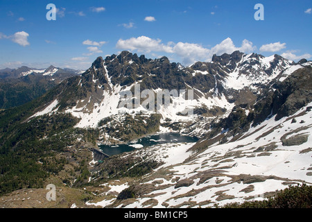 Pizzo di Trona Mountai und Lago di Trona, Prealpi Orobie Lombardei, Italien Stockfoto