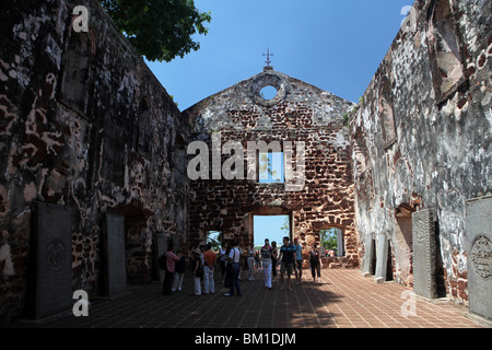 Die Ruinen der St. Pauls-Kirche in der historischen Stadt Malakka oder Melaka, Malaysia. Stockfoto