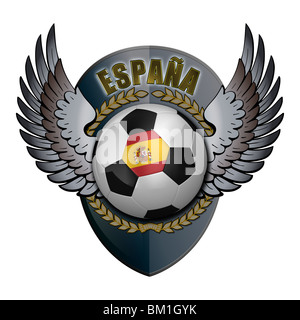 Spanische Fußball mit Wappen auf weißem Hintergrund Stockfoto