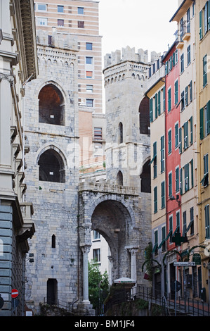 Porta dei Vacca aus 1155 auf Via del Campo, Genua (Genova), Ligurien, Italien, Europa Stockfoto