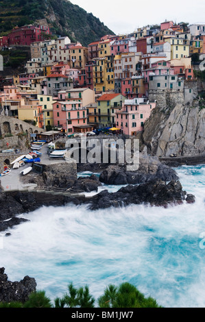 Klippe Dorf Manarola, Cinque Terre, UNESCO World Heritage Site, Ligurien, Italien, Europa Stockfoto