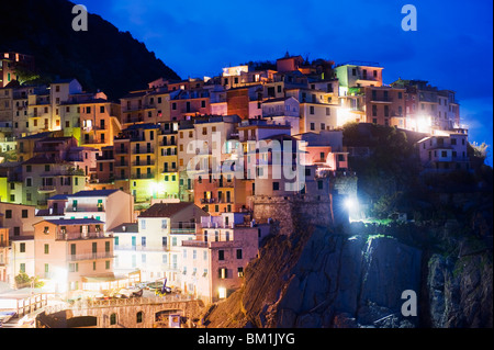 Klippe Dorf Manarola, Cinque Terre, UNESCO World Heritage Site, Ligurien, Italien, Europa Stockfoto