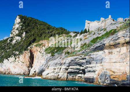 Klippe Schloss, Porto Venere, Cinque Terre, Weltkulturerbe, Ligurien, Italien, Europa Stockfoto