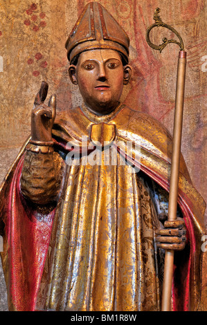 Spanien, Jakobsweg: Statue von Saint Nicolas de Bari in Portomarin Stockfoto