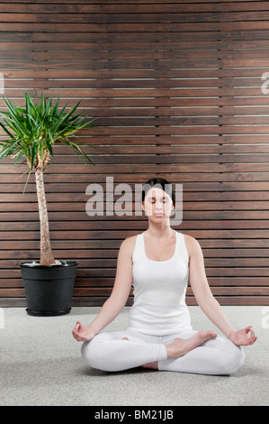 Frau, meditieren Stockfoto