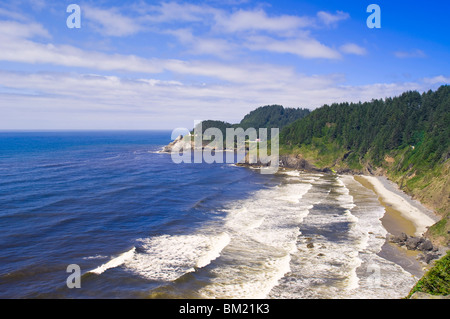 Staats-und Regierungschefs Leuchtturm Heceta Scenic Viewpoint, Oregon, Vereinigte Staaten von Amerika, Nordamerika Stockfoto
