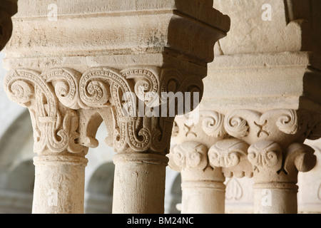 Hauptstädte im Kloster Notre-Dame de Senanque Abbey, Gordes, Vaucluse, Provence, Frankreich, Europa Stockfoto