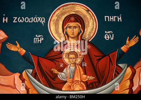 Griechisch-orthodoxe Ikone Darstellung Maria als Quelle des Lebens, Thessaloniki, Mazedonien, Griechenland, Europa Stockfoto