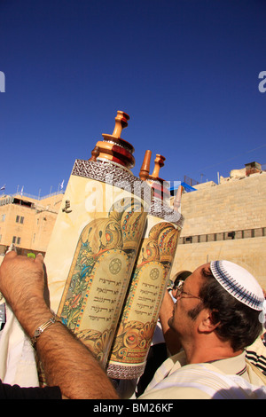 Israel, die Altstadt von Jerusalem, den priesterlichen Segen Zeremonie an der Klagemauer Stockfoto