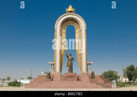 Statue von Ismail Samani (Ismoili Somoni), als Mahnmal, Duschanbe, Tadschikistan, Zentralasien Stockfoto