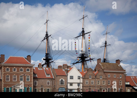 Masten und Takelage von HMS Trincomalee, Hartlepool die Maritime Erfahrung, Hartlepool, Cleveland, UK Stockfoto