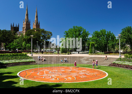 Hyde Park und Str. Marys Kathedrale, Sydney, New South Wales Stockfoto